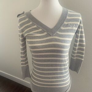 Juicy Couture Grey White Striped Sweater